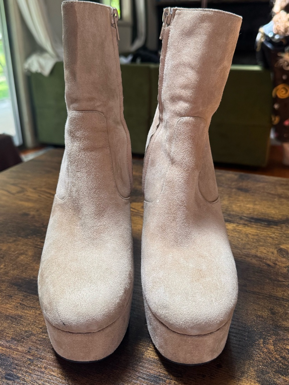 Jeffrey Campbell Taupe Suede Platform Ankle Boots my